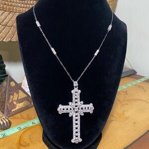 Vintage Crystal Cross Pendant Necklace - Women Jewelry